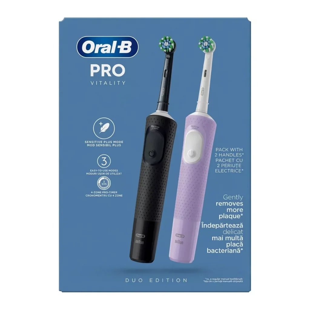 Oral-B Vitality Pro Duo Edition Black  Purple Şarjlı Diş Fırçası 2li Paket