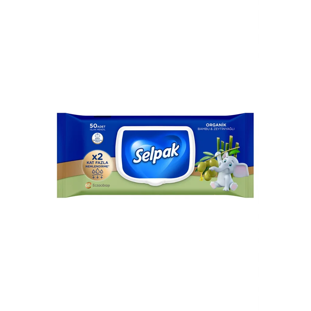 Selpak Organik Bambu ve Zeytinyağlı Islak Mendil 50li