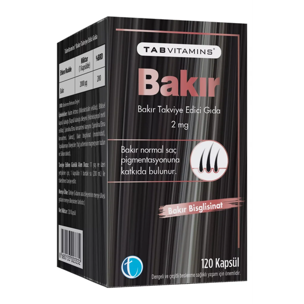 Tab Vitamins Bakır İçeren Takviye Edici Gıda 120 Kapsül