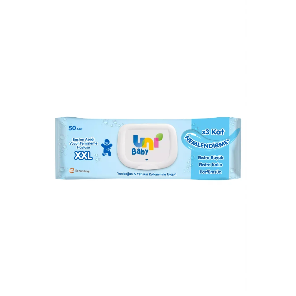 Uni Baby Baştan Aşağı Vücut Temizleme Havlusu XXL Islak Mendil 50 Yaprak