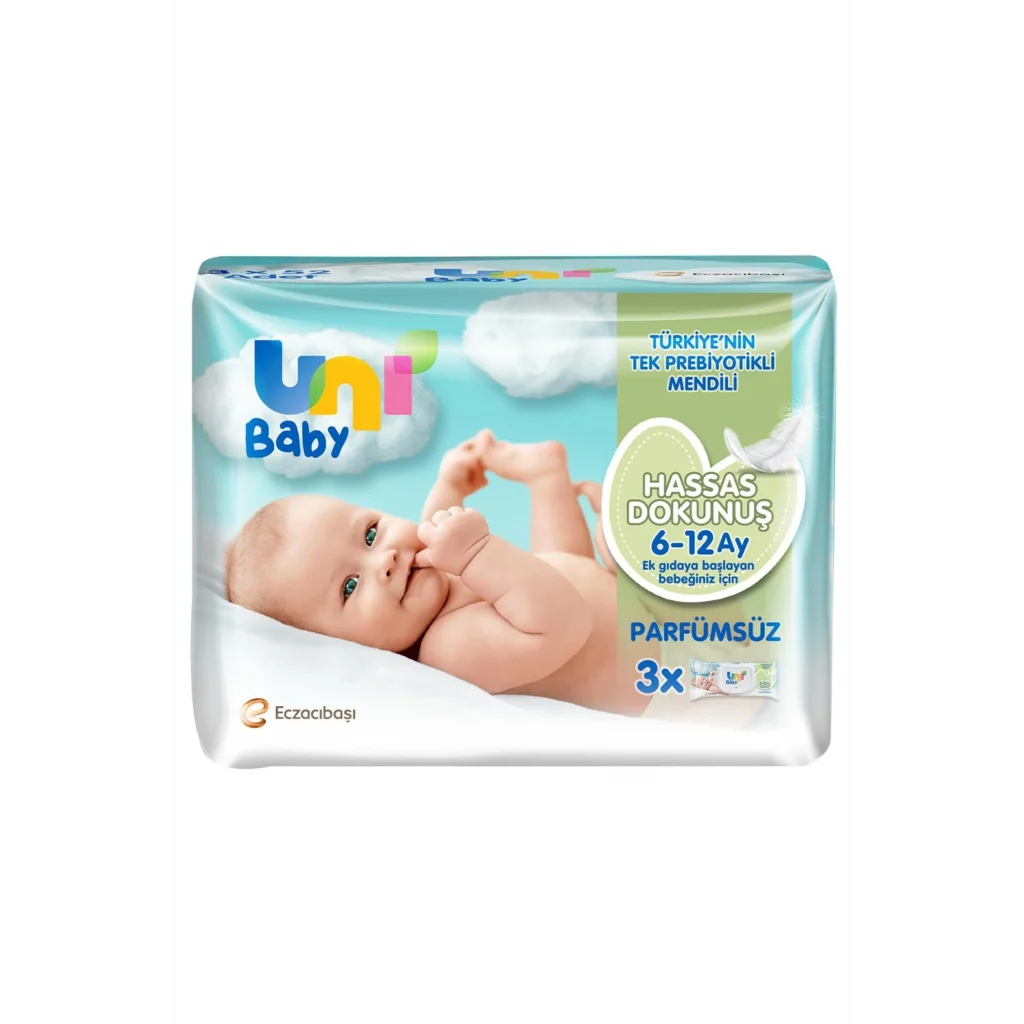 Uni Baby Hassas Dokunuş 6-12 Ay Islak Mendil 52 Yaprak - 3 Adet