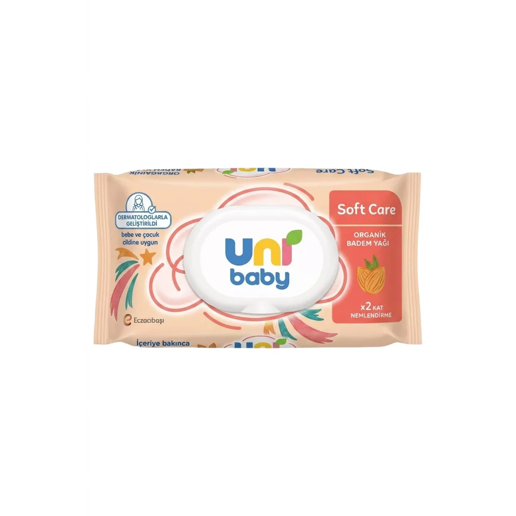 Uni Baby Soft Care Badem Yağlı Islak Mendil, 90 Adet