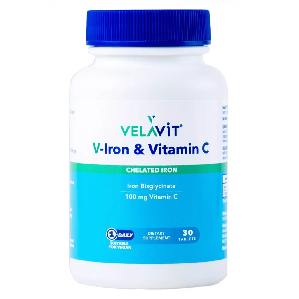 Velavit V-Iron  Vitamin C İçeren Takviye Edici Gıda 30 Tablet