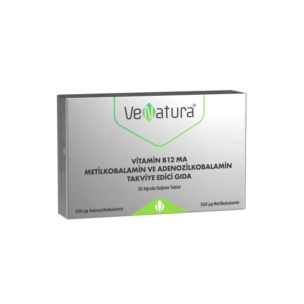 Venatura Vitamin B12 MA Metilkobalamin ve Adenozilkobalamin 30 Tablet