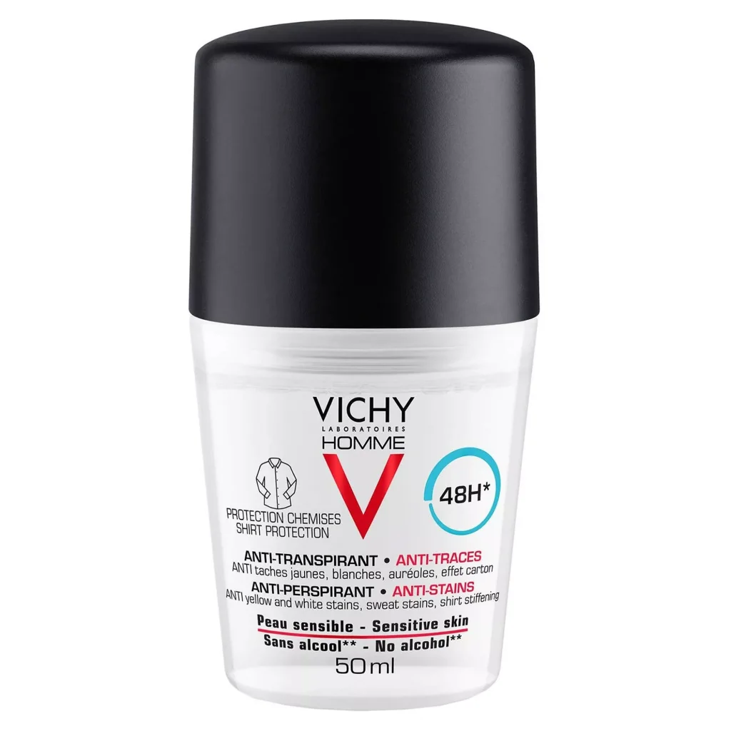 Vichy Homme 48H Antiperspirant Deodorant Anti-Mark Roll-On 50ml