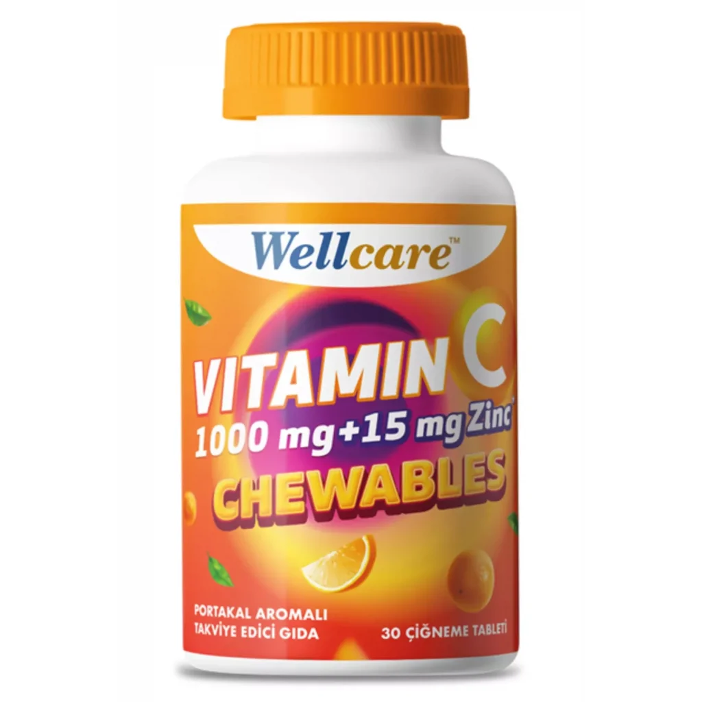 Wellcare Vitamin C 1000 mg Çinko 15 mg 30 Çiğneme Tableti