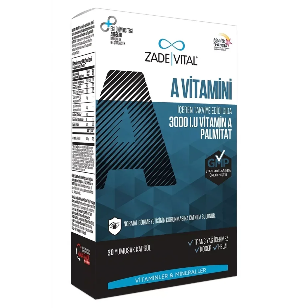 Zade Vital A Vitamini 500 mg 30 Kapsül