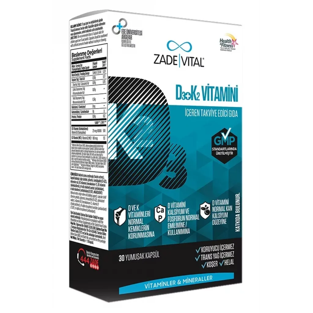 Zade Vital D3+K2 Vitamini 30 Kapsül