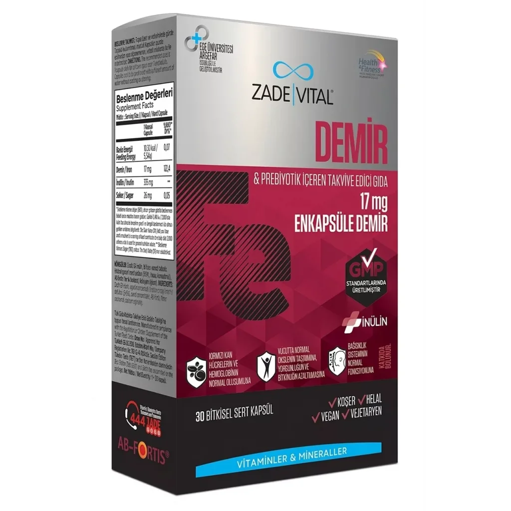 Zade Vital Iron Fe 30 Kapsül