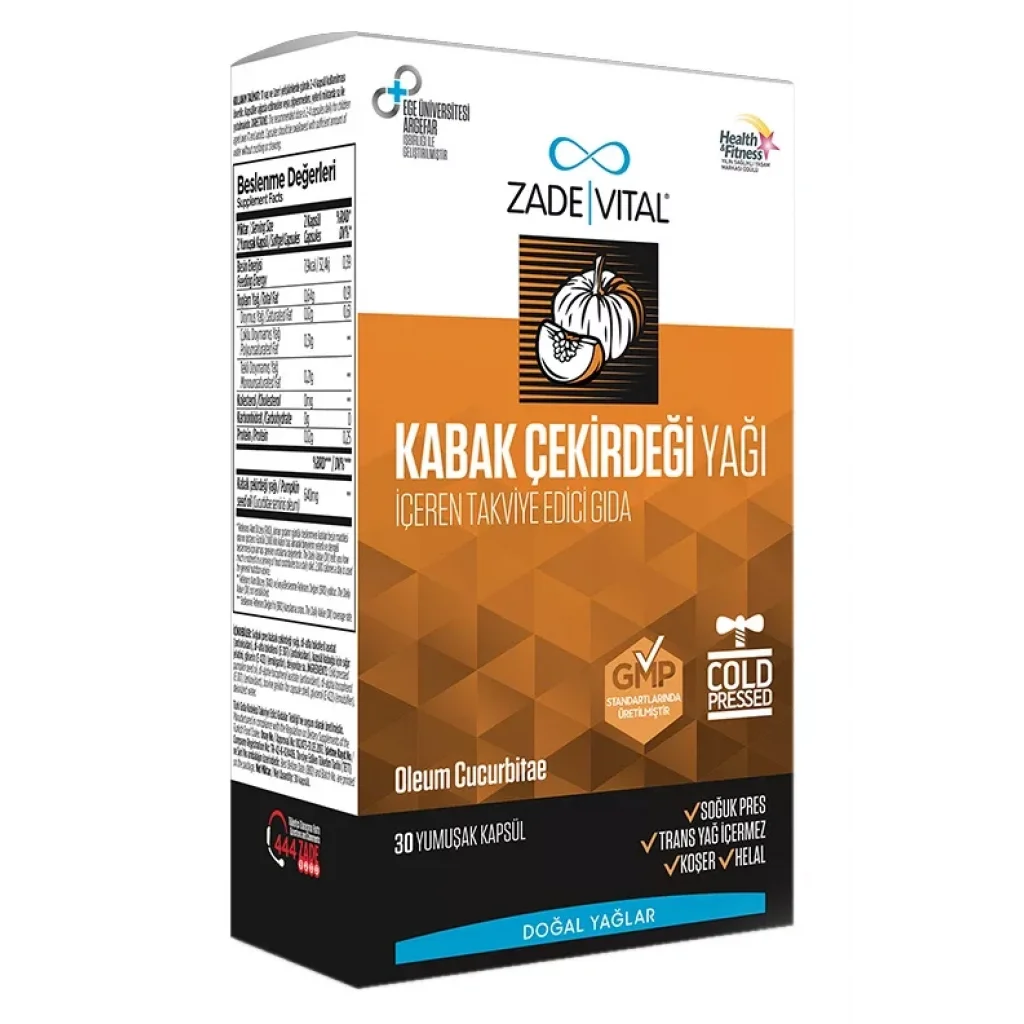 Zade Vital Kabak çekirdeği Yağı 320 mg 60 Kapsül Blister