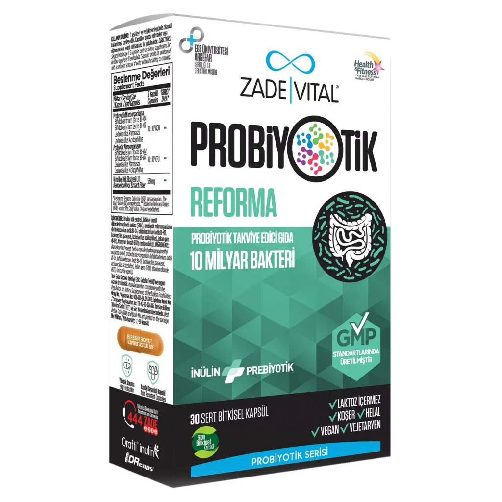 Zade Vital Probiyotik Reforma Takviye Edici Gıda 30 Bitkisel Kapsül