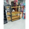 80X60 Dört Taraflı Metal Siyah Stand Bambu Raflı Ve Yan Modül Raflı Set