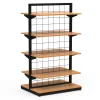 Eczane Çift Taraflı Siyah Metal Stand – Bambu Raflı 80x60
