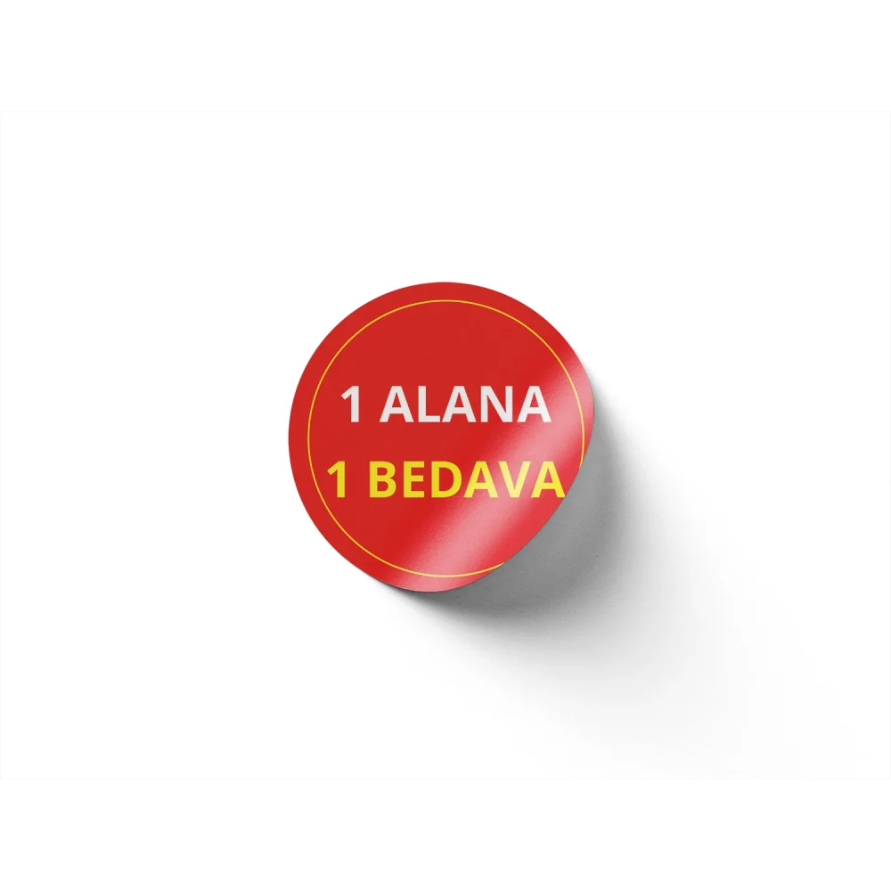 1 Alana 1 Bedava Etiketi 4x4 cm 50 Adet