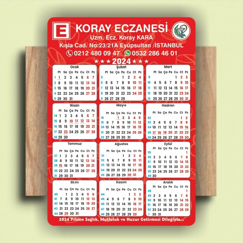 14x10 cm Eczanenize Özel 2026 Takvimli Magnet