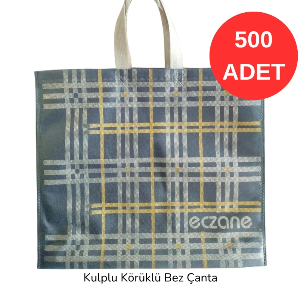 40x34x7cm Kulplu Körüklü Ekose Desenli Bez Torba 500 adet