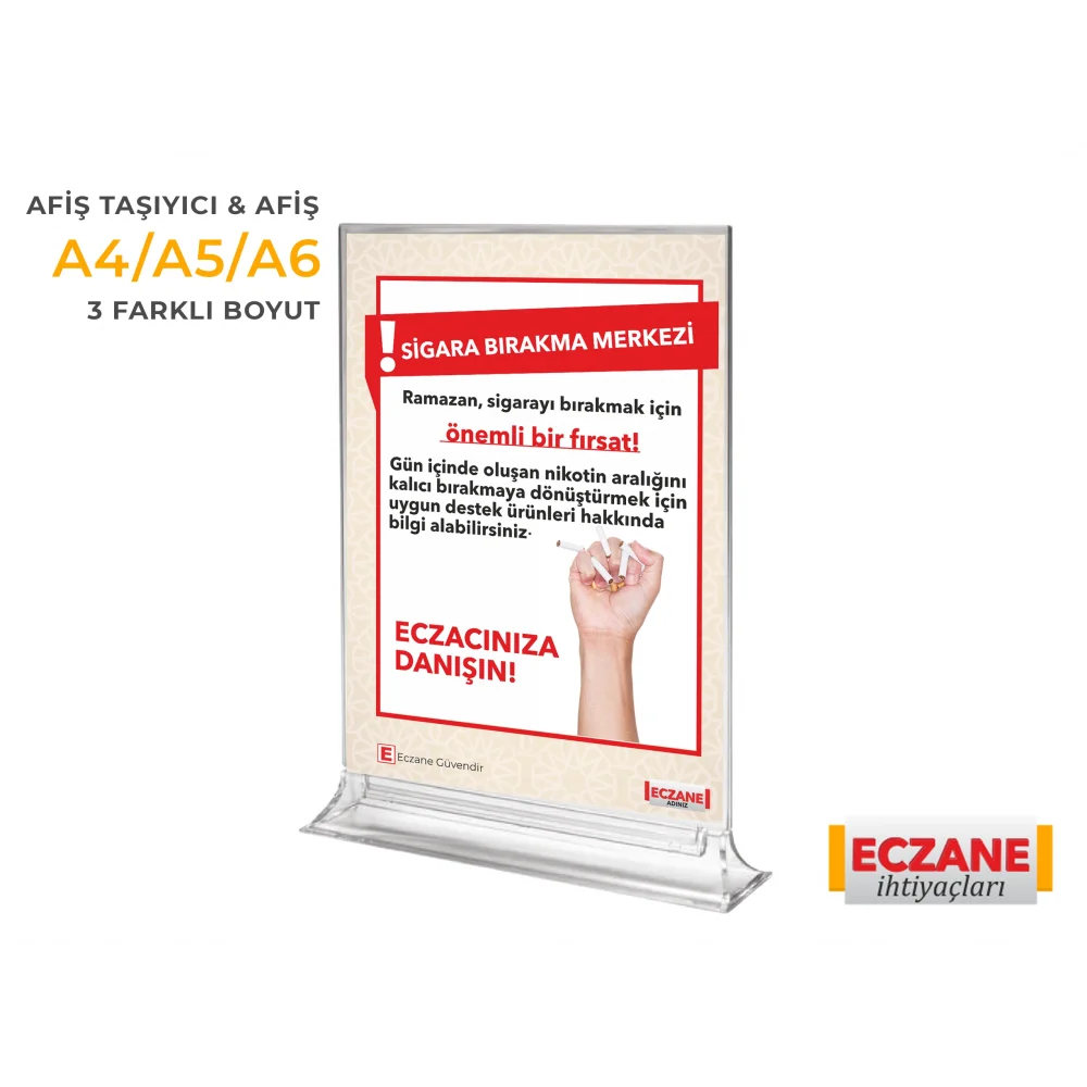 Ramazan Sigarayı Bırakma Destek Afişi + Pleksi Afiş Taşıyıcı