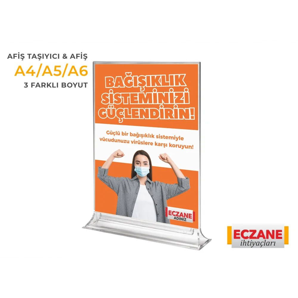Bağışıklık Sistemi Destek Afişi Turuncu + Pleksi Afiş Taşıyıcı