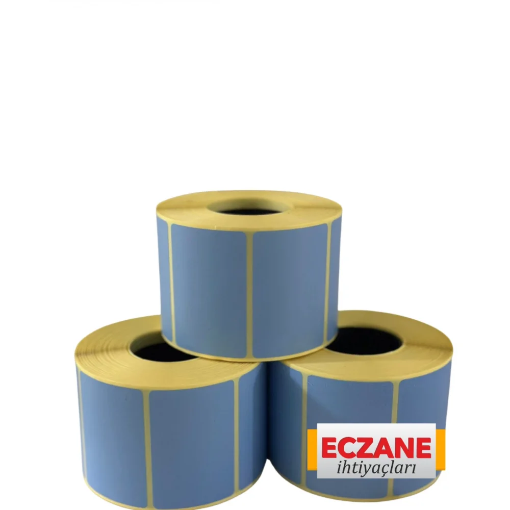 İlaç Tarif Etiketi (12.000 Adet) 40mm X 60mm Bebek Mavisi Zemin Etiket