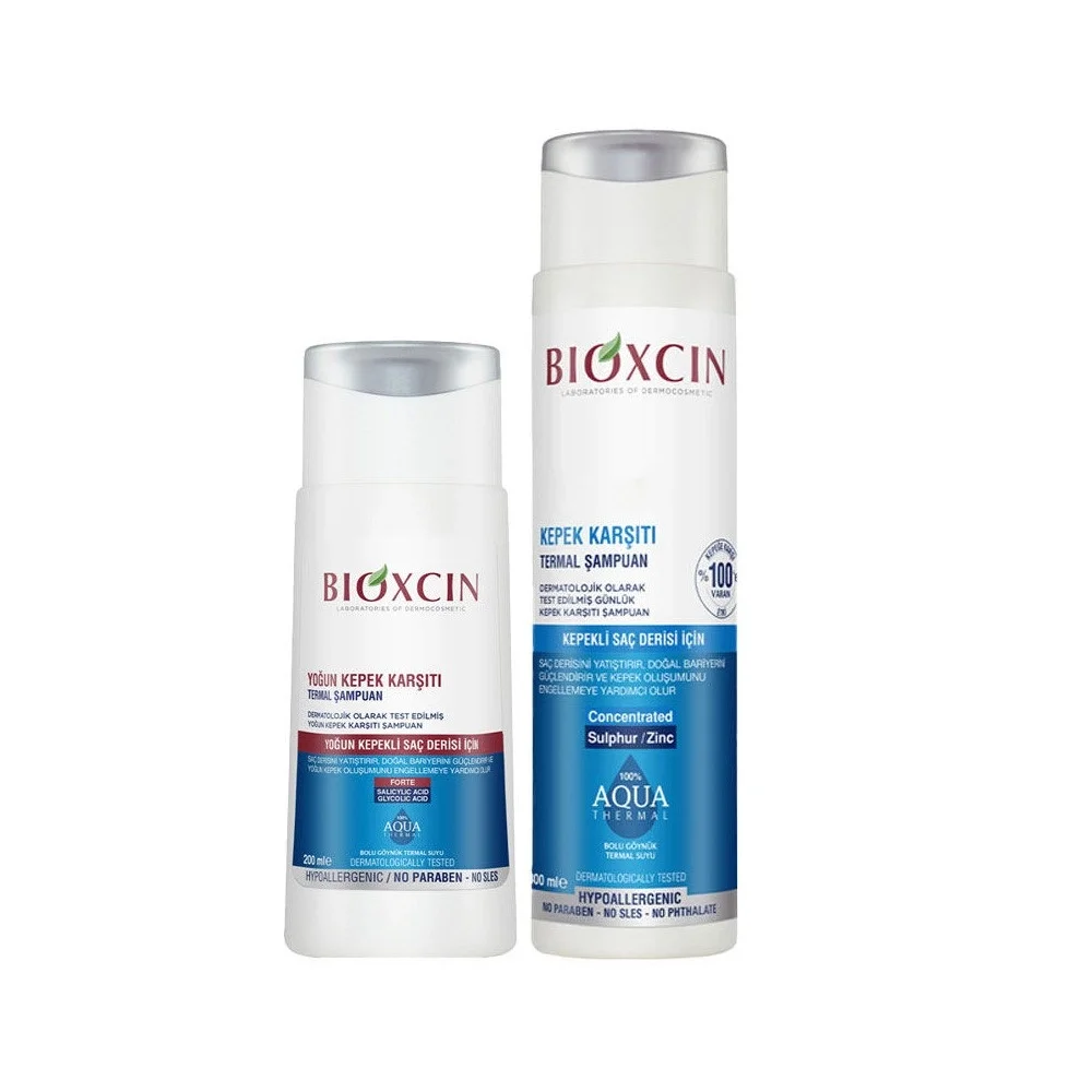 Bioxcin Aqua Kepek Karşıtı Termal Şampuan 300 ml + Yoğun Kepek Karşıtı Termal Şampuan 200 ml
