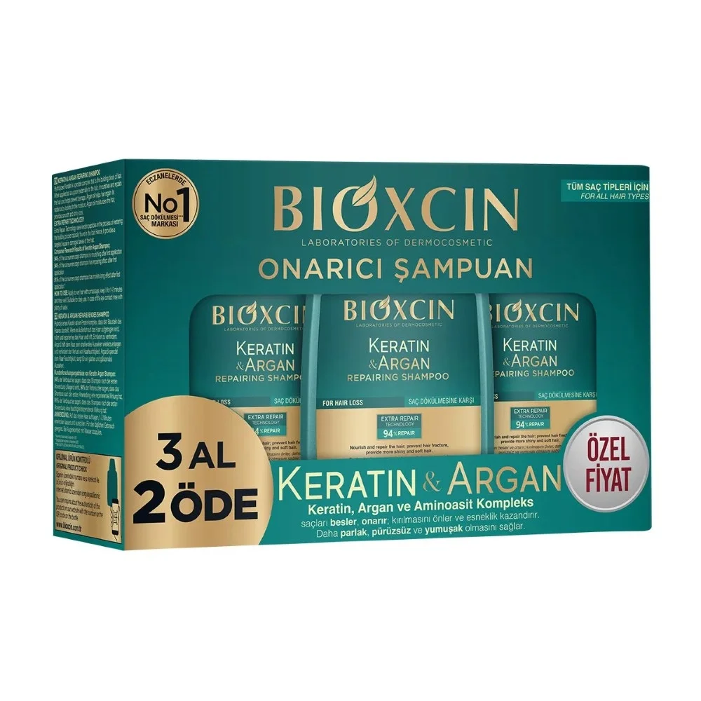 Bioxcin Keratin ve Argan Onarıcı Şampuan 300 ml - 3 Al 2 Öde