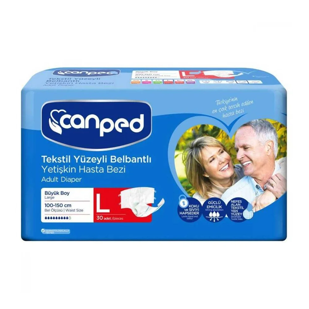 Canped Tekstil Yüzey Belbantlı Hasta Bezi Large 30lu