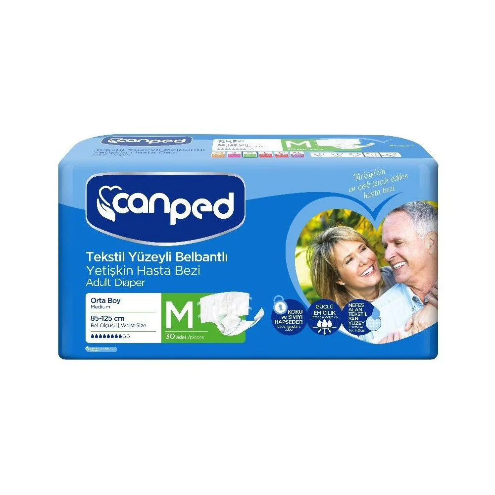 Canped Tekstil Yüzey Belbantlı Hasta Bezi Medium 30lu