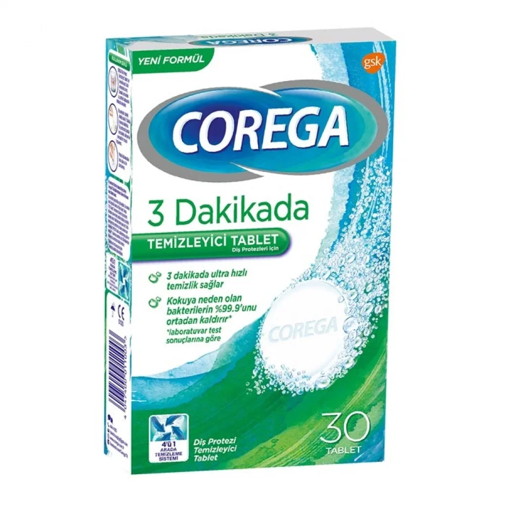 Corega Temizleyici Tablet 30 Adet - 3 Dakikada Temizlik