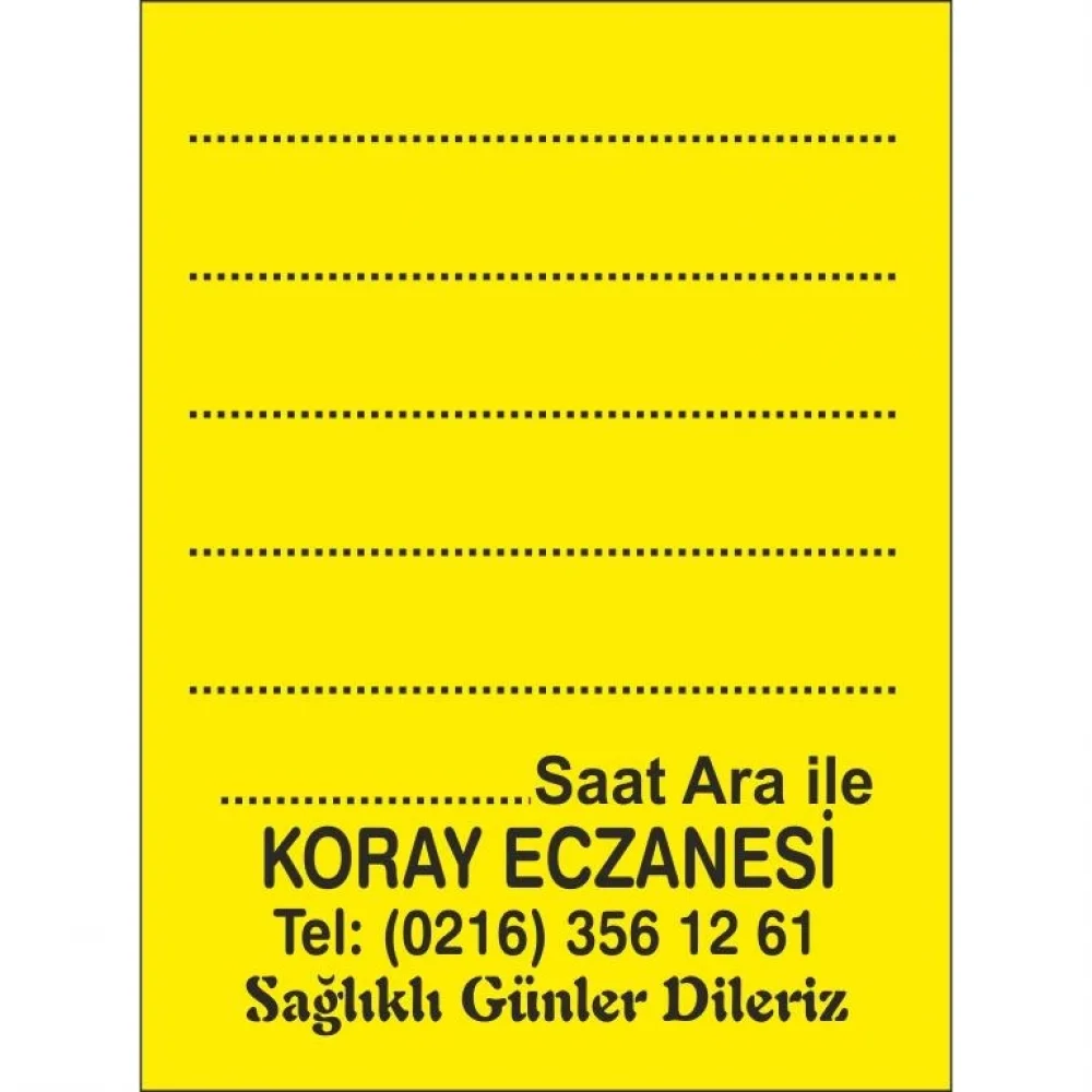 Eczane Etiketi Kod4 Sarı