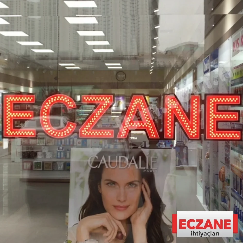 Eczane LED Tabelası – 134x26 cm, Kırmızı Işık