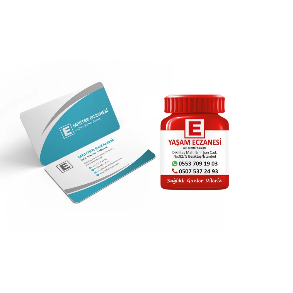 Kalın Gramajlı Eczane Kartvizit + Magnet Paketi No:4