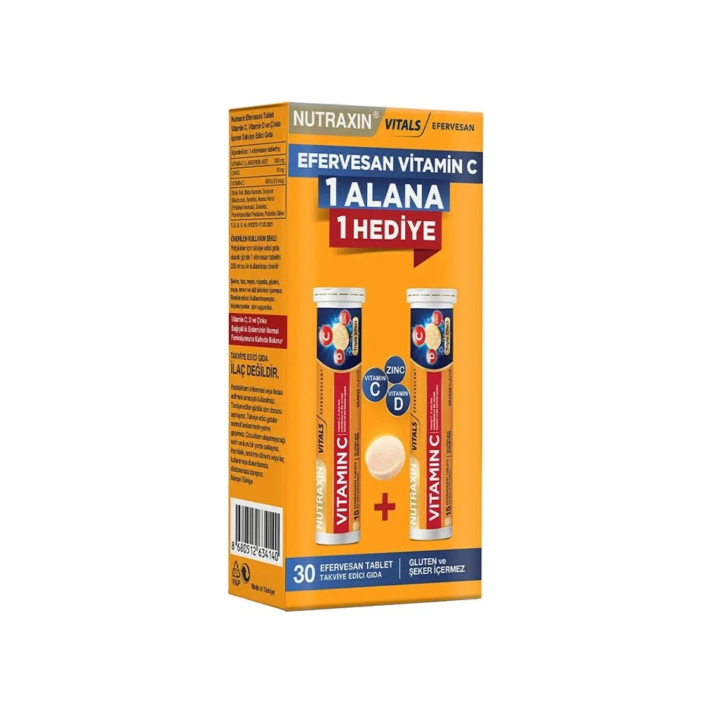 Nutraxin Vitamin C D Zinc 15 Efervesan Tablet - İkili Kofre