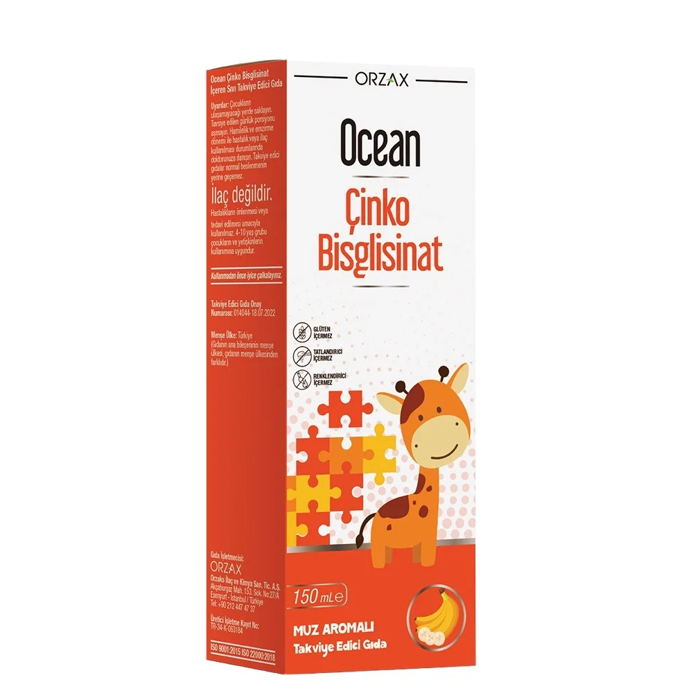 Ocean Çinko Bisglisinat Şurup 150 ml - Muz Aromalı