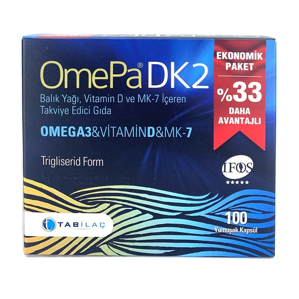 Omepa DK2 Omega 3  Vitamin D  MENAQ7 100 Yumuşak Kapsül