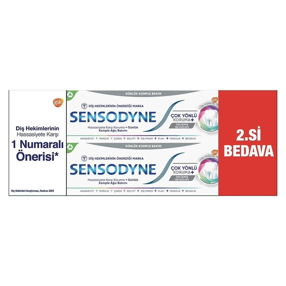 Sensodyne Çok Yönlü Koruma Gelişmiş Beyazlık 50 ml 2li