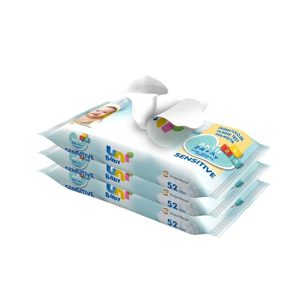 Uni Baby Aktif 24+ Ay Islak Mendil 52 Yaprak - 3 Adet