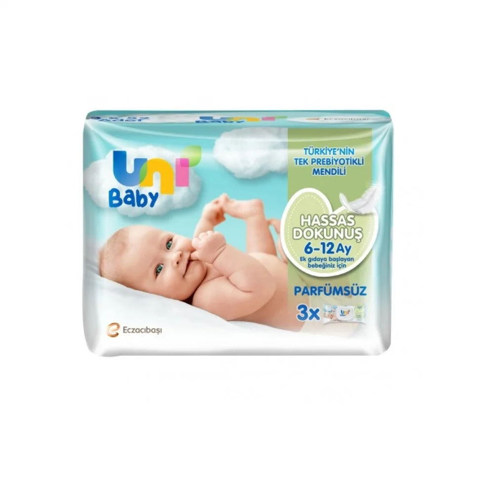 Uni Baby Hassas Dokunuş 6-12 Ay Islak Mendil 52 Yaprak - 3 Adet