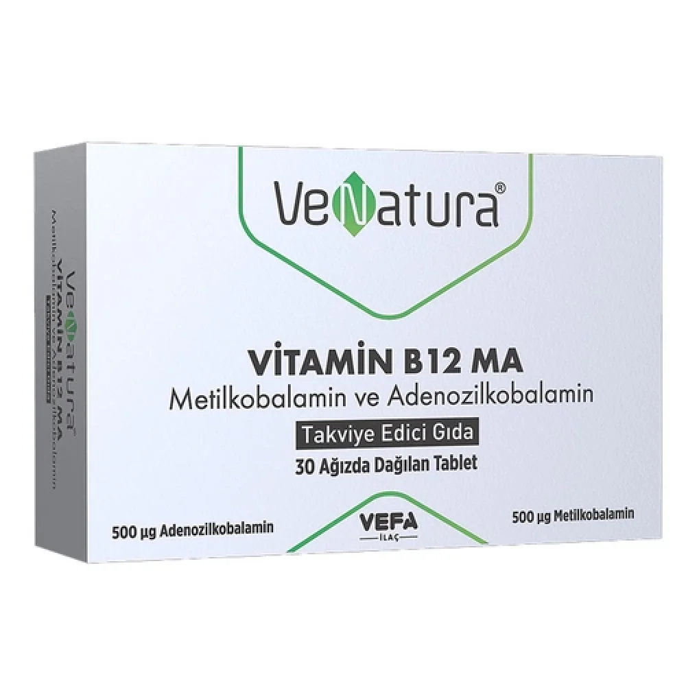 Venatura Vitamin B12 MA Metilkobalamin ve Adenozilkobalamin 30 Tablet