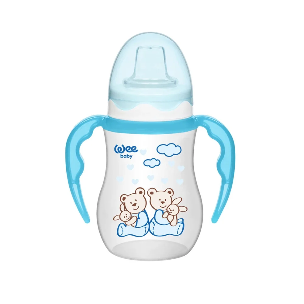 Wee Baby 754 Akıtmaz Kulplu PP Bardak 250 ml - Mavi