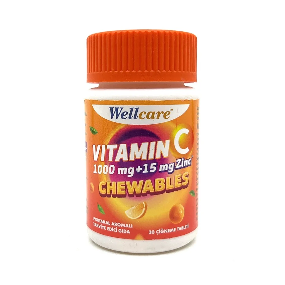 Wellcare Vitamin C 1000 mg Çinko 15 mg 30 Çiğneme Tableti