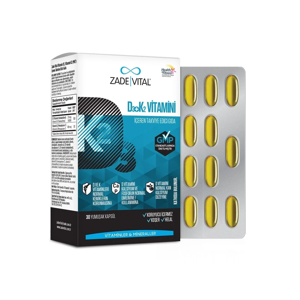 Zade Vital D3+K2 Vitamini 30 Kapsül