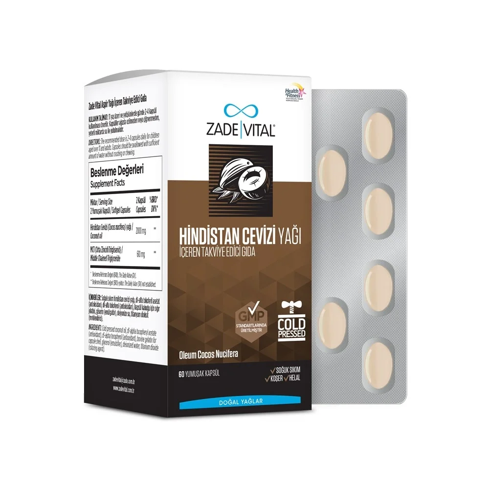 Zade Vital Hindistan Cevizi Yağı 1000 mg 60 Blister Kapsül