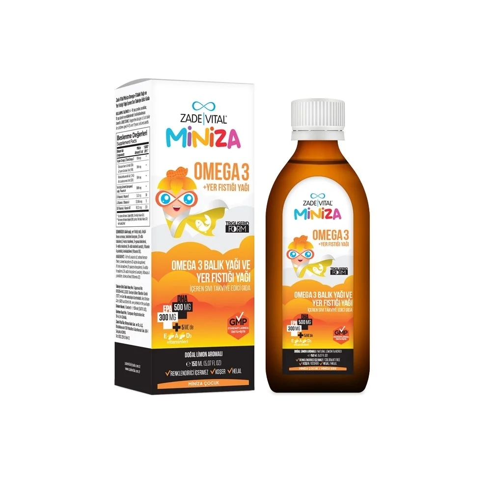 Zade Vital Miniza Omega-3 ve Yer Fıstığı Şurubu 150 ml