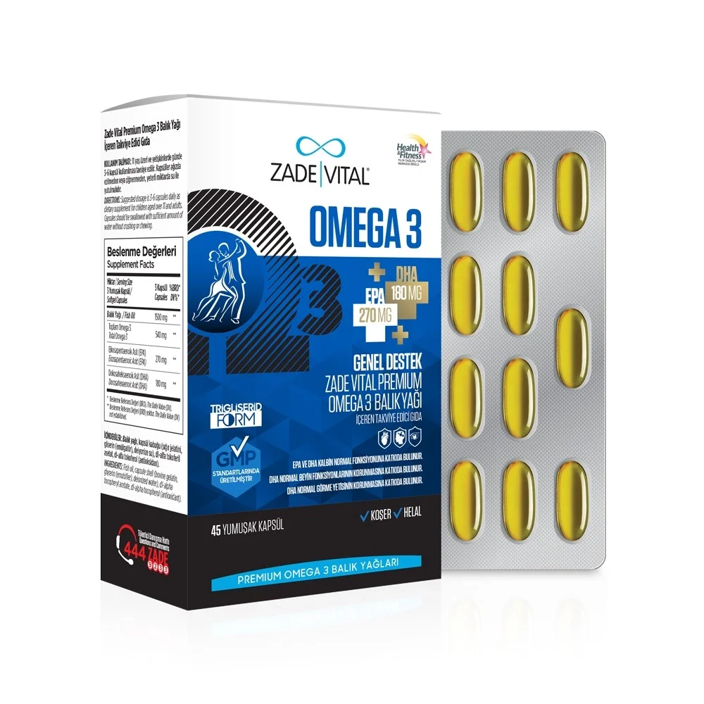 Zade Vital Omega 3 Balik Yagi Premium 45 Kapsül