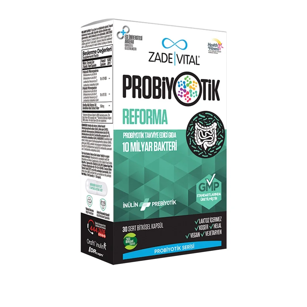 Zade Vital Probiyotik Reforma Takviye Edici Gıda 30 Bitkisel Kapsül