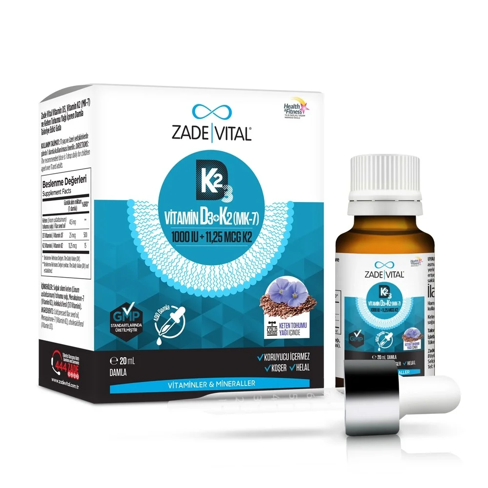 Zade Vital Vitamin D3K2 1000 IU Damla 20 ml