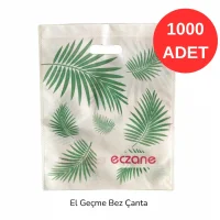 30x37 Yeşil Yaprak Desenli El Geçme Bez Torba 1000 adet