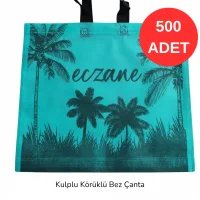 40x34x7cm Kulplu Körüklü Palmiye Desenli Bez Torba 500 adet