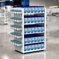 Eczane Çift Taraflı Metal Stand – Raflı & Kancalı Modül Seti