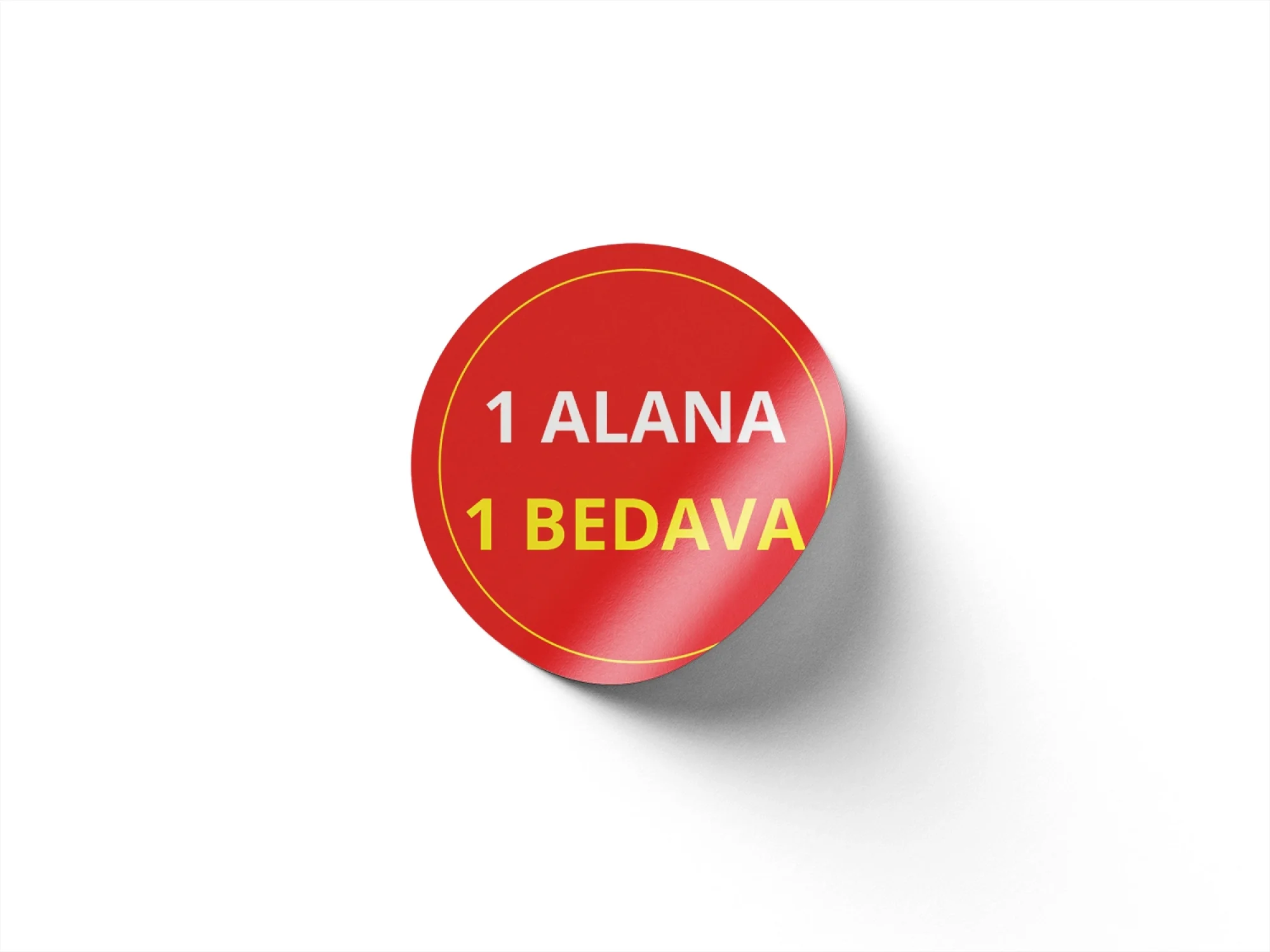 1 Alana 1 Bedava Etiketi 4x4 cm 50 Adet